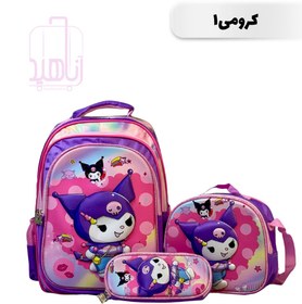 تصویر ست کوله پشتی مدرسه دخترانه طرح کرومی و ملودی و کیتی 