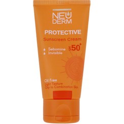 تصویر کرم ضد آفتاب بدون رنگ نئودرم SPF50 مدل Highly Protective محافظ UVA ،UVB، تنظیم ترشح چربی پوست، مناسب پوست چرب حجم 50 میلی‌لیتر 