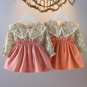 تصویر پیراهن دامنی دخترانه گلدار 