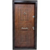 تصویر درب ضدسرقت کلاسیک گردویی روکش راش لبه ضد دیلم مدل سه قاب Anti-theft entrance door