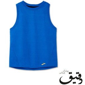 تصویر تاپ ورزشی بروکس زنانه Brooks Distance running top آبی BROOKS WOMEN DISTANCETANK