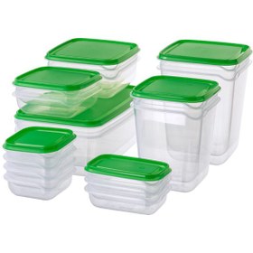 تصویر ظرف نگهدارنده سبز ایکیا 17 عددی مدل PRUTA IKEA ا PRUTA Food container set of 17 transparent/green PRUTA Food container set of 17 transparent/green