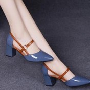 تصویر صندل مجلسی زنانه مدل سگکی پاشنه دار رنگ سیاه 