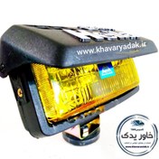 تصویر مه شکن سپر جلو هلا قاب دار مدل 1155 با لامپ هالوژن تک فیش 12 ولت بدنه فیبری پلاستیک فشرده شیشه زرد قابلیت نصب هدلایت - لامپ فابریک 