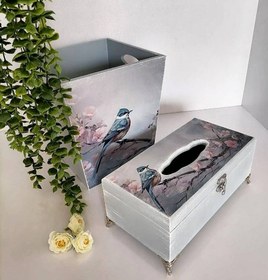 تصویر سطل و جا دستمال کاغذی چوبی ا Paper towel bin and box Paper towel bin and box