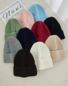 تصویر کلاه بافت ساده طرح ترک - آبی 