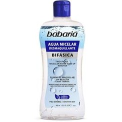 تصویر میسلار واتر و پاک کننده آرایش دوفاز باباریا babaria مناسب پوست حساس حجم 400 میل TWO-PHASE MICELLAR WATER MAKE-UP REMOVER babaria 400 ml