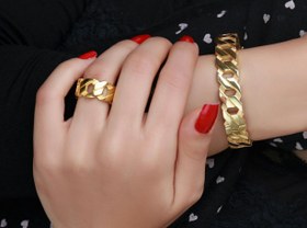 تصویر نیم ست دستبند و انگشتر نقره طرح طلا 