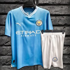 تصویر کیت اول پیراهن شورت منچستر سیتی 2025 (تایلندی) Manchester City 2025 Home Shirt Shorts Kit (Thai)