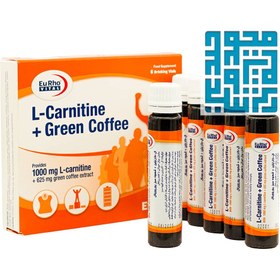 تصویر ویال خوراکی ال کارنیتین و قهوه سبز یوروویتال 6 عددی ا L Carnitin Plus Green Coffee L Carnitin Plus Green Coffee