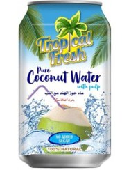 تصویر آب نارگیل طبیعی بدون شکر با پالپ نارگیل یونیکای 310 میل Unikai Tropical Fresh Coconut Water With Pulp 