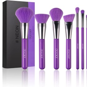 تصویر ست براش نئون بنفش 10 عددی دوکالر Docolor - Neon Purple Synthetic Makeup Brush Set (10 pieces)