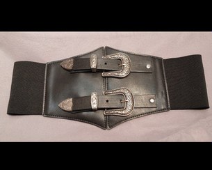 تصویر کمربند زنانه پهن دو سگک مشکی ترکیه 2024 Womens Belt 2024