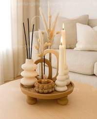 تصویر ست دکوری و تزئینی خانه پایه دار کرم نسکافه ای 