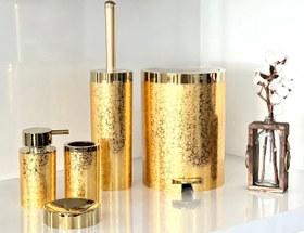 تصویر سرویس دستشویی پنج پارچه طلایی بتیس مدل شاین طرح سنگ 