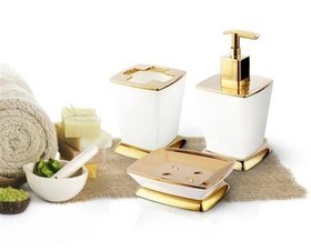 تصویر ست سرویس بهداشتی و حمام سه پارچه سفید طلا ا Samfony toilet set Samfony toilet set