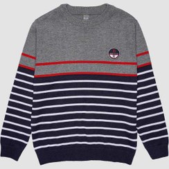 تصویر پلیور بافت پسرانه طرح راه راه گلدوزی بانی نو 