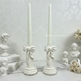 تصویر شمعدان پاپیونی جاشمعی مشکی و سفید 