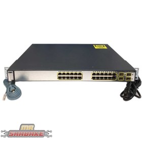 تصویر سوئیچ سیسکو مدل WS-C3750G-24PS-S استوک Cisco WS-C3750G-24PS-S 24Port Switch Stock