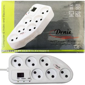 تصویر محافظ برق دنیز 6 پورت 3 متری deniz appliances protector