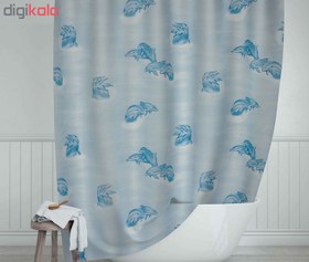 تصویر پرده حمام دلفین کد Ev-7085 سایز 200×180 سانتی متر | آبی | 