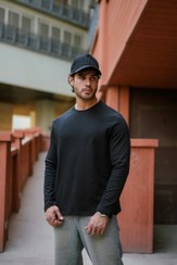 تصویر تیشرت کپ باکسی لانگ اسلیو آستین بلند | مردانه | مشکی 