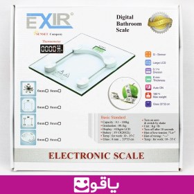 تصویر ترازو دیجیتال شفاف اکسیر سان ست exir sunset تحمل وزن 180 کیلو گرم 