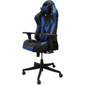 تصویر صندلی گیمینگ یا گیم Gaming بامو مدل G2022 طرح چریکی نظامی آبی و مشکی شیک و مدرن 