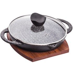 تصویر تابه گریل چدنی نالینو مدل تیام Teyam (سایز 24) با درب Nalino Cast-Iron Grill Pan Size 24 Teyam