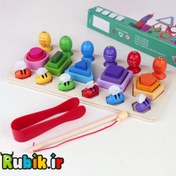 تصویر پایه اشکال مونته 5 ستون ماهیگیری و زنبور چوبی 