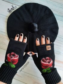 تصویر ست کلاه و دستکش " رز " 