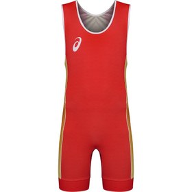 تصویر دوبنده کشتی آسیکس روسی قرمز Wrestling singlet red blue