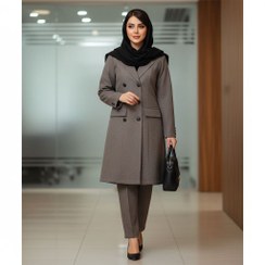 تصویر مانتو شلوار اداری زنانه شیک جدید ۶ دکمه | ساده و رسمی مناسب محیط کار 