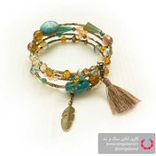 تصویر دستبند فنری / کریستال / فیروزه صنعتی / موج دریای عشق 