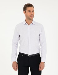 تصویر پیراهن / بلوز دکمه دار صورتی مردانه آستین بلند و باریک بنفش Pierre Cardin 