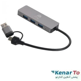 تصویر هاب 4 پورت TYPE-C+USB3.0 پی نت مدل T-3622 P-net T-3622 TYPE-C+USB3.0 4port USB-C HUB