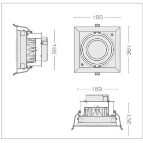 تصویر چراغ سقفی توکار LED گلنور مدل پیکسل1 (170x170mm) 