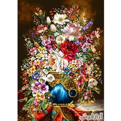 تصویر نخ و نقشه تابلو فرش گل و گلدان گل رز آذین | آرازفرش تبریز 