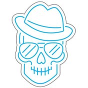 تصویر طرح نئون اسکلت با کلاه 