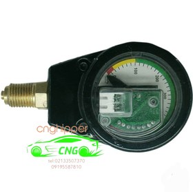 تصویر گیج درجه نشانگر سی ان جی CNG عقربه ای ۵ولت شهاب آوا AVA همراه با کابل GAUGE 5V AVA