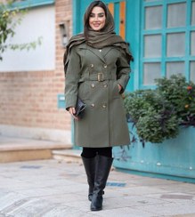 تصویر بارانی زنانه زارا مدل آیناز کتان آستر کشی سایز ۳ نسکافه ای 