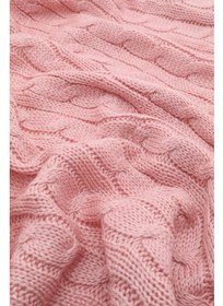 تصویر پتو تلویزیونی بافتنی بیوکاتن - رنگ پودری برند favora Biocotton Knitwear Pompom TV Blanket - Powder