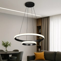 تصویر لوستر مدرن ۲ لامپه آلومینیومی ریموت دار 