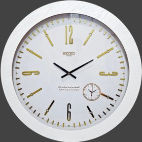 تصویر ساعت دیواری سیکو چوبی سفید 70 سانتی - لوکس Seiko clock