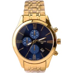 تصویر خرید قسطی | ساعت مچی زنانه سیتیزن طرح سه موتوره طلایی صفحه آبی L 2363/29 