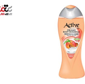 تصویر شامپو بدن کرمی اکتیو (Active) مدل Peach And Almond وزن 400 گرم حجم شامپو بدن