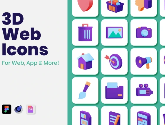 خرید و قیمت دانلود آیکون و ایلوستریشن سه بعدی 60 3D Web Icons | ترب