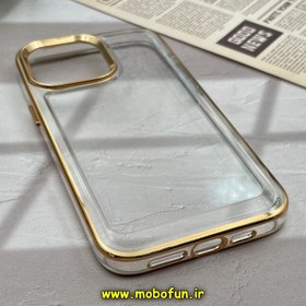 تصویر قاب گوشی iPhone 14 Pro Max آیفون طرح پشت طلق شیشه ای شفاف اورجینال برند FASHION CASE طلایی کد 350 