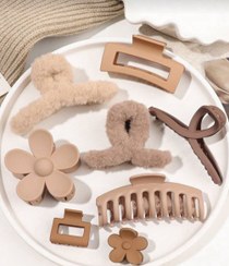 تصویر ست 8 عددی کلیپس مو با سایز های متفاوت 