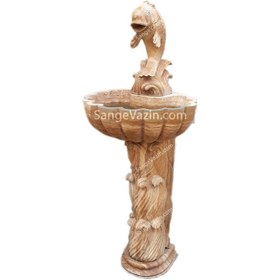 تصویر آبنما سنگی موج و ماهی 